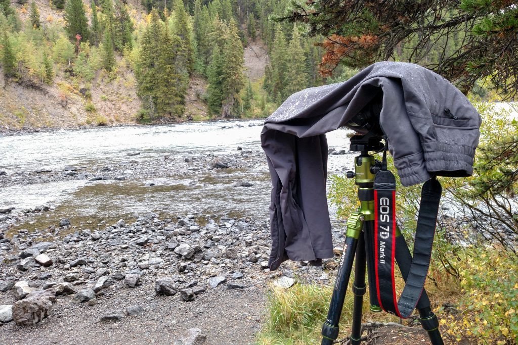 Protecting the G1 lens during the rain.